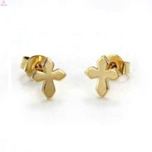 Old fashion model pierced men copper brass hanging cross stud earrings jewelry